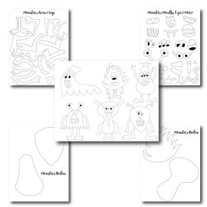 This craft is so much fun! Cut around it and have your kids put together the monsters.