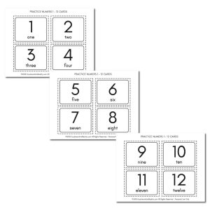 Print, Cut and put together these flash cards for practicing numbers 1 to 12. Read the tutorial to learn how to laminate them!
