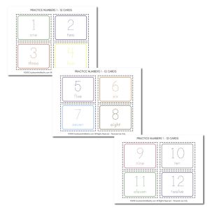 Print, Cut and put together these flash cards for practicing numbers 1-12. This version is perfect for little ones to write on and learn colors. Read the tutorial to learn how to laminate them!