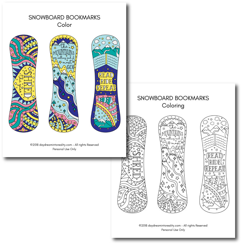Snowboard Bookmarks