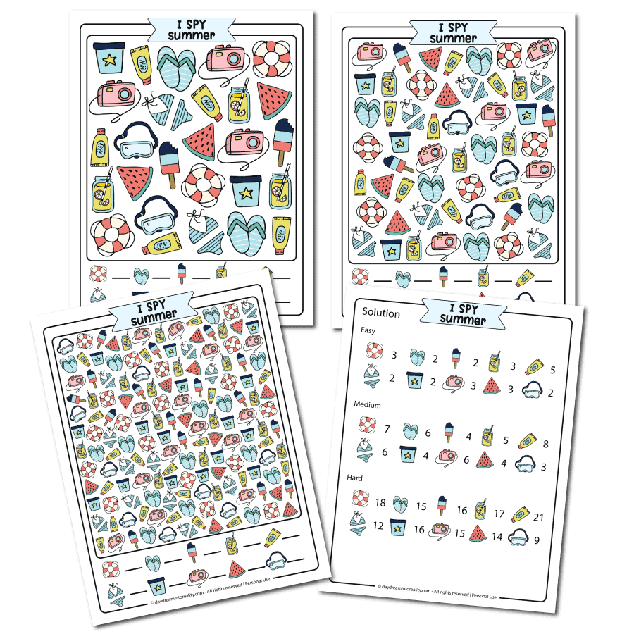I Spy Summer Color Template Featured Image