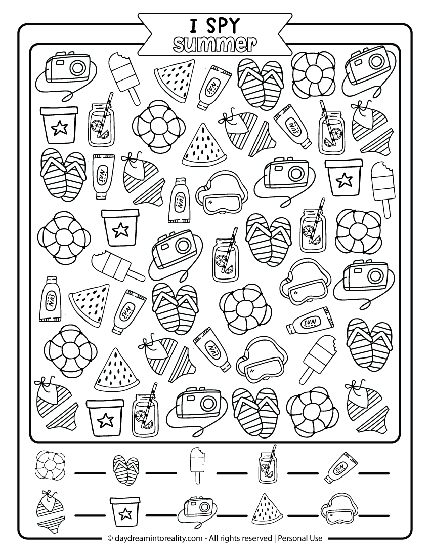 Medium I Spy Summer Coloring
