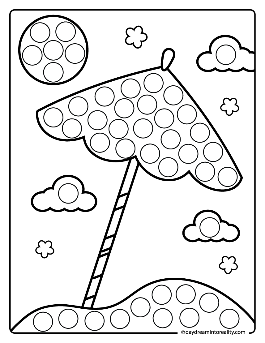 Beach umbrella summer dot activity sheet