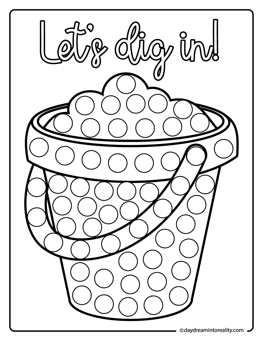 Bucket with sand summer dot marker printable