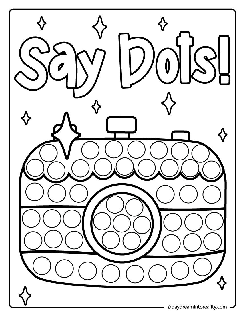 Say Dots camera summer dot marker coloring page