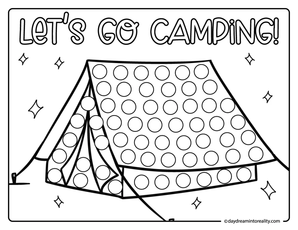 Let’s Go Camping tent dot art printable