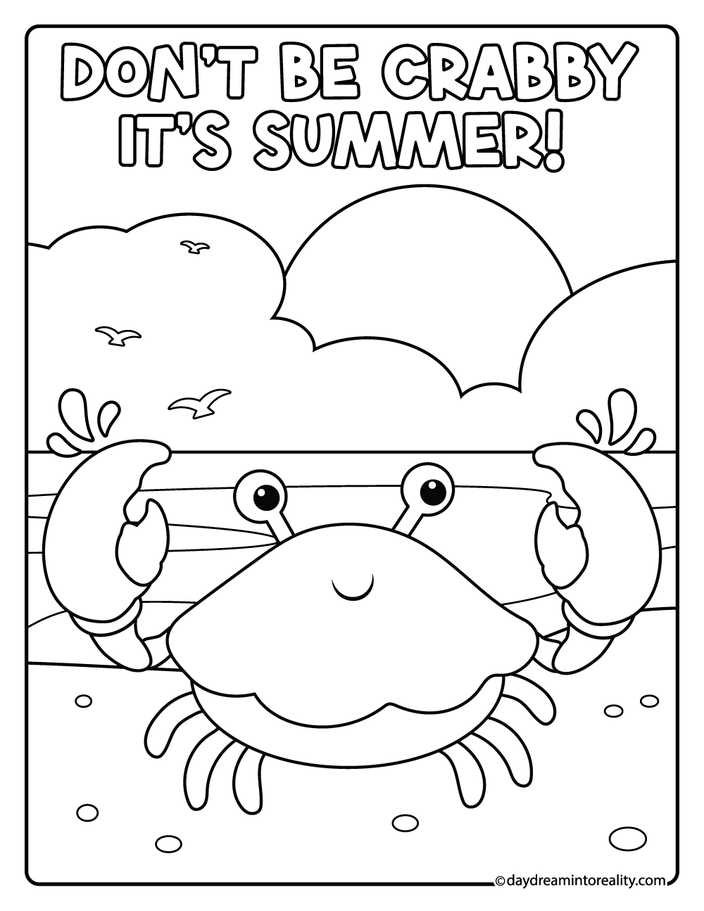 Don’t be crabby it’s summer coloring page