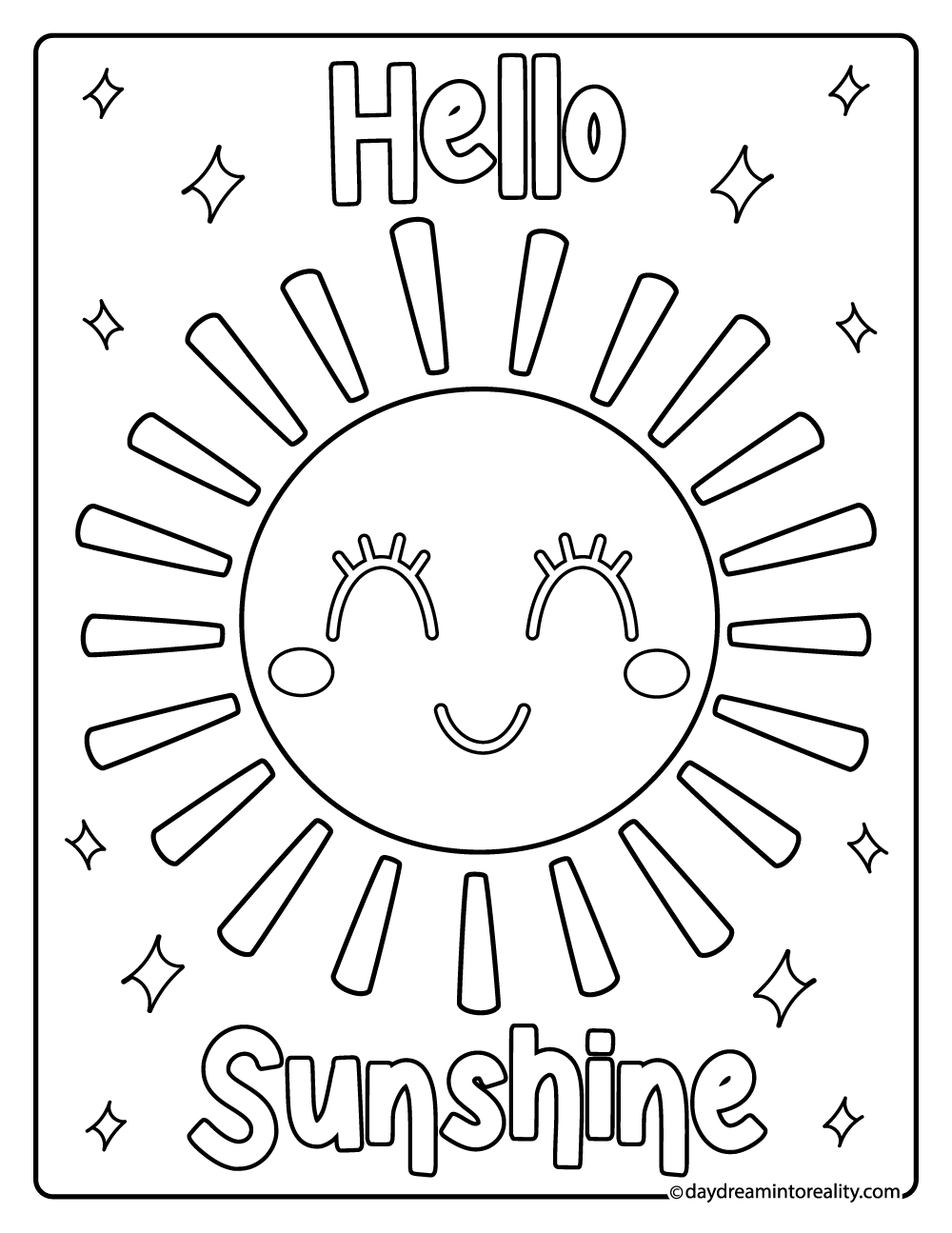 Hello sunshine coloring page