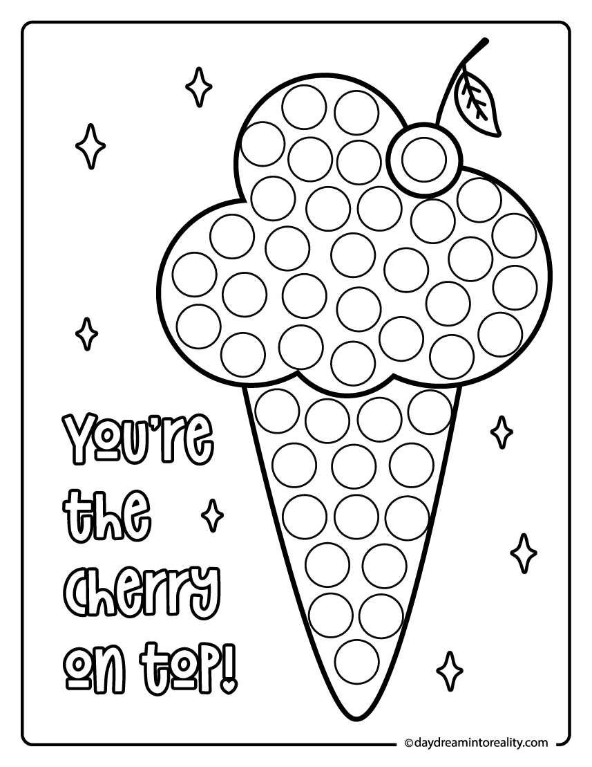 Ice cream cone summer dot art for kids