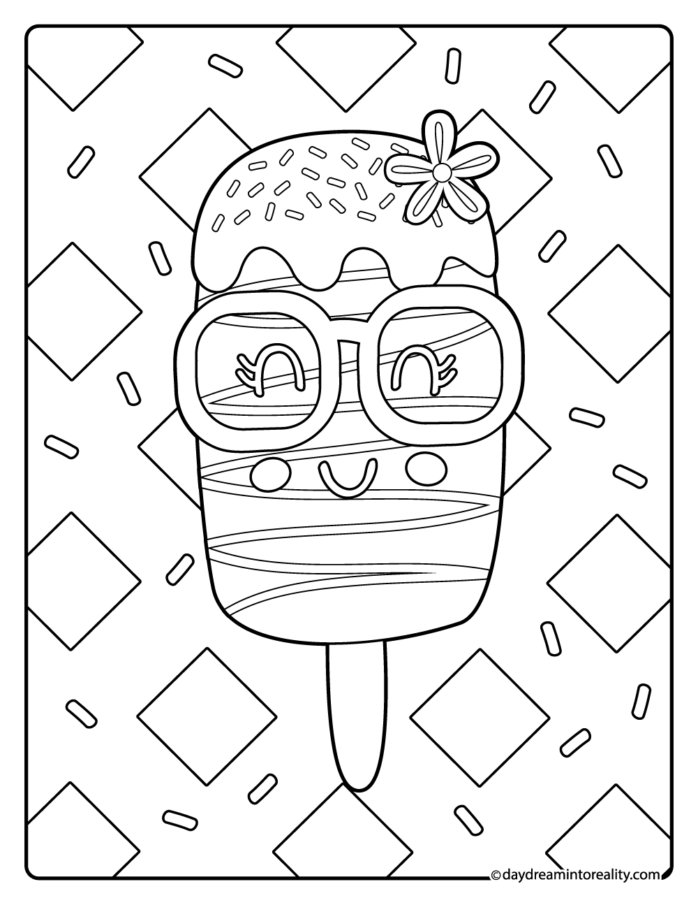 Popsicle with sunglasses coloring page