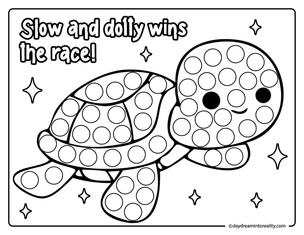 Sea turtle summer dot marker page for kids