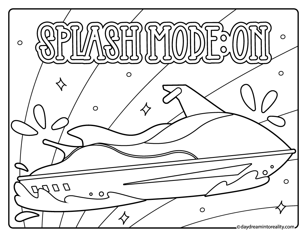 Splash mode on jet ski coloring page