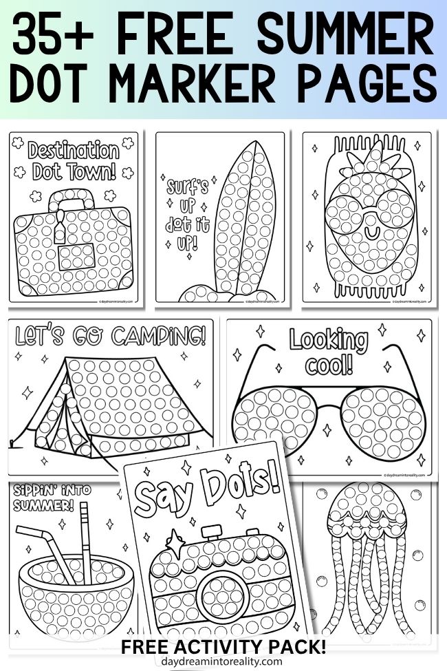 summer dot marker pages collage for Pinterest 4