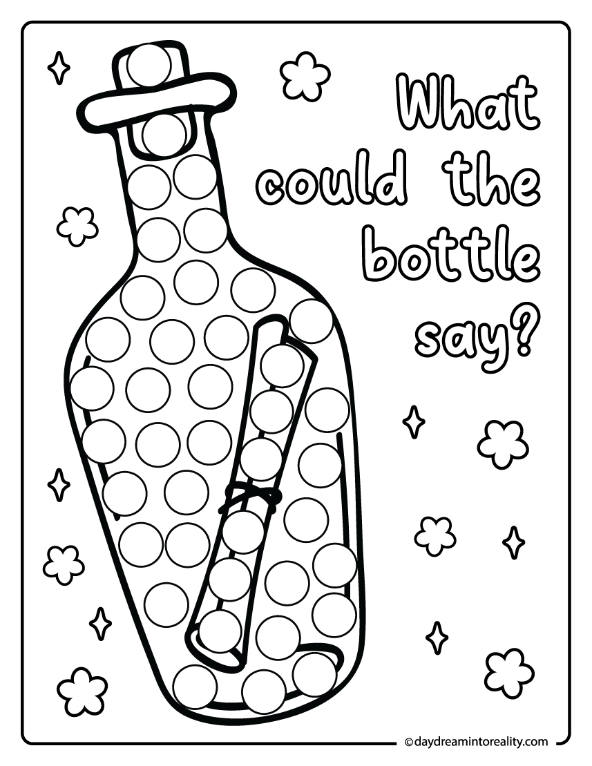 Message in a bottle dot activity page for kids