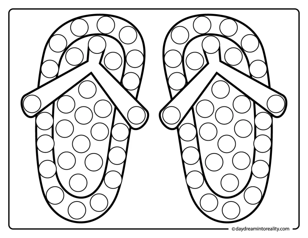 Flip flops summer dot art for preschoolers