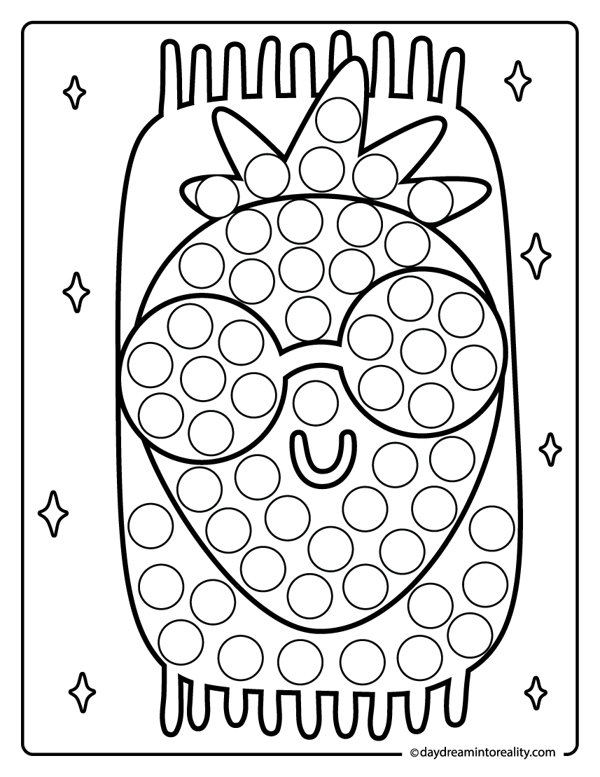 Summer strawberry on towel dot marker page