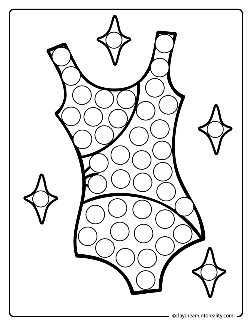 Swimsuit summer coloring page with dot markers