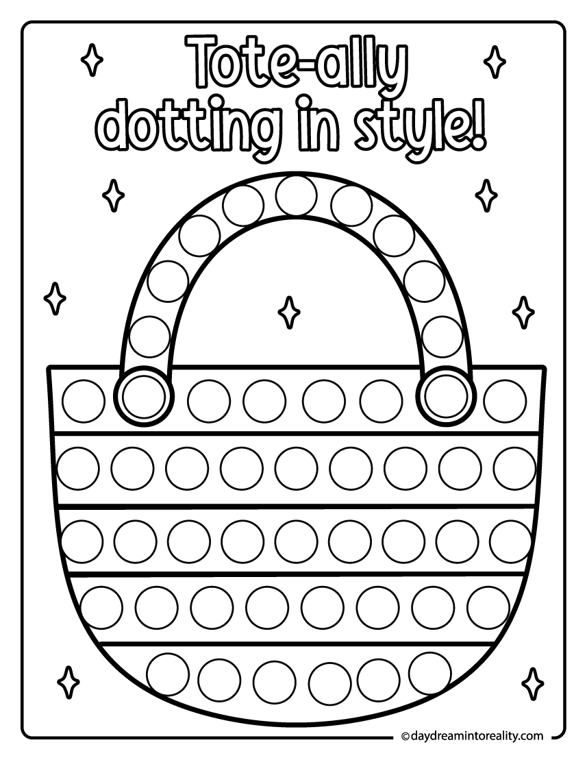 Cute summer tote bag dot painting printable