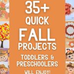 Roundup of 35+ fun fall craft ideas for children. Includes toddler-friendly arts and crafts, preschool harvest projects, dot marker pages, and Thanksgiving-inspired paper plate crafts.