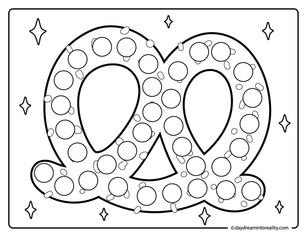 Fall dot marker coloring page with pretzel