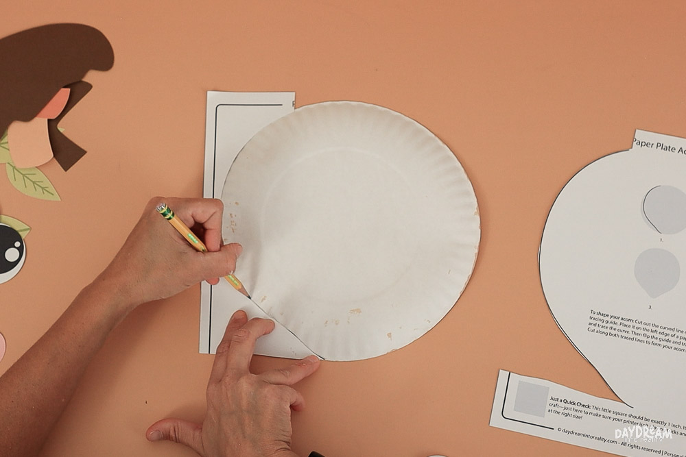 trace acorn shape on paper plate 2