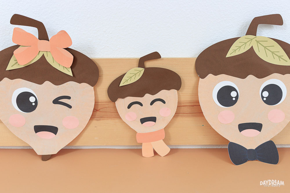 acorns made out of paper plates including small (baby) acorn.