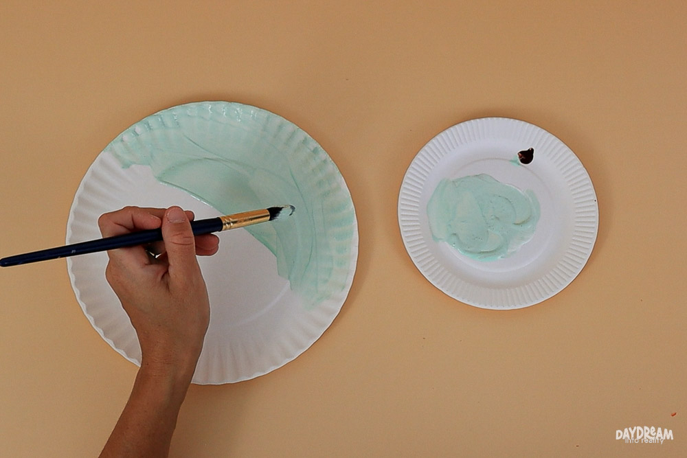 painting paper plate sage green