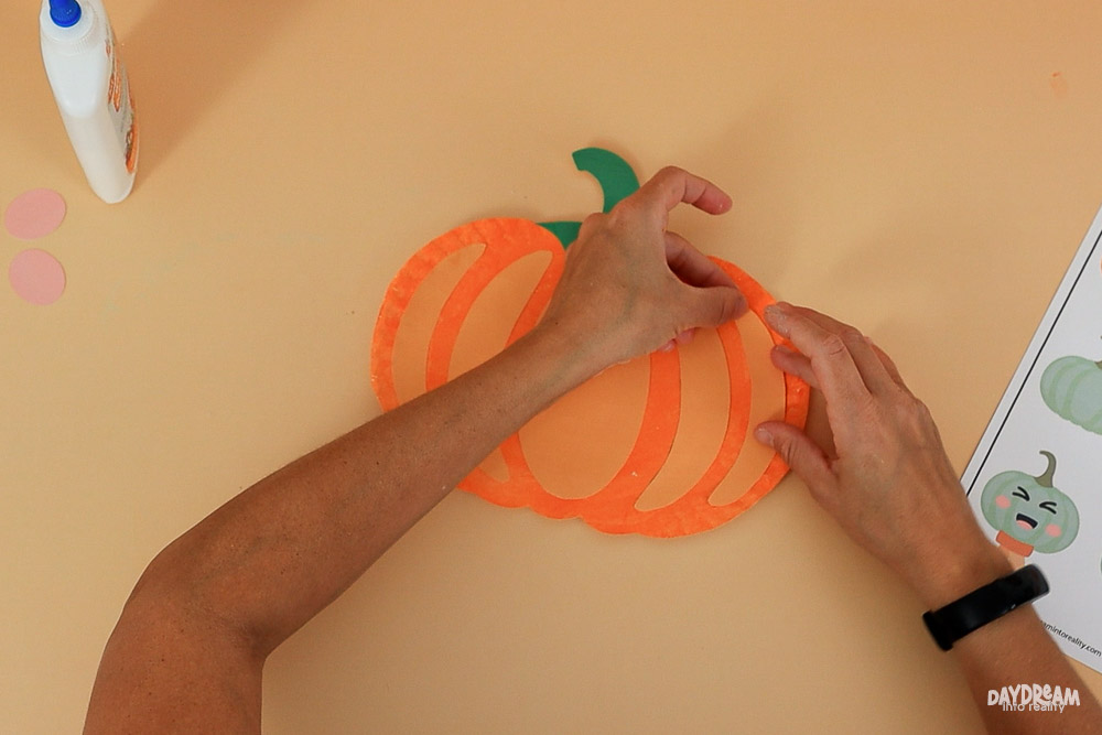 gluing pumpkin ridges