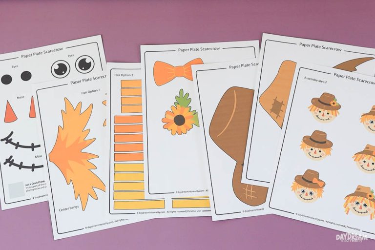 Paper Plate Scarecrow Craft For Kids | Free PDF Template ~ Daydream ...