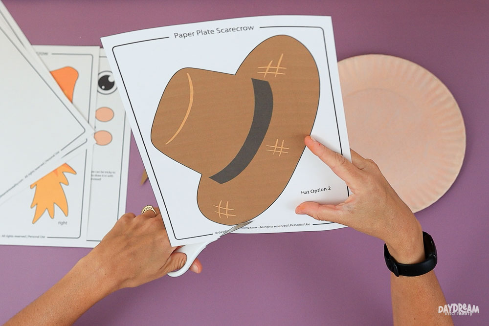 cutting paper plate scarecrow template