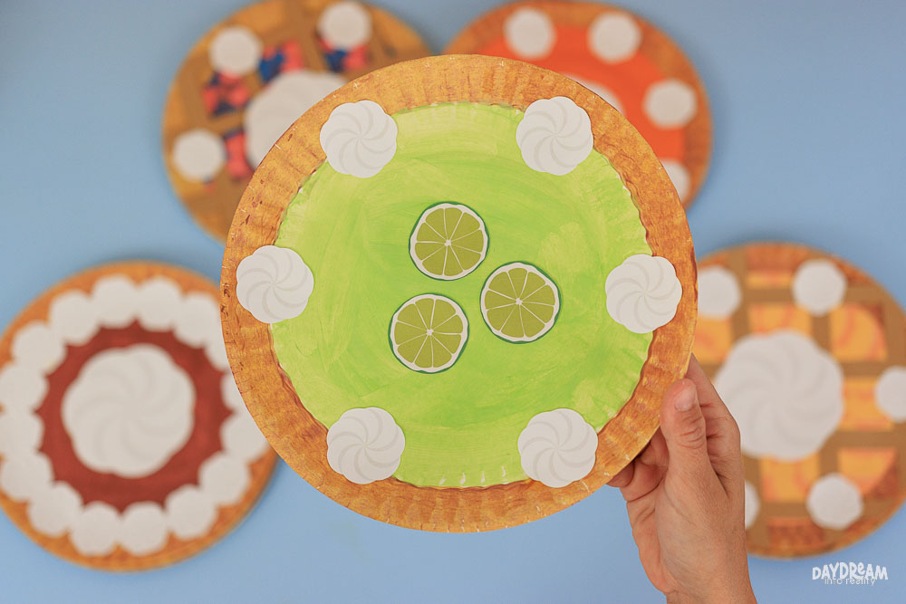 paper plate key lime pie craft for kids with whipped cream