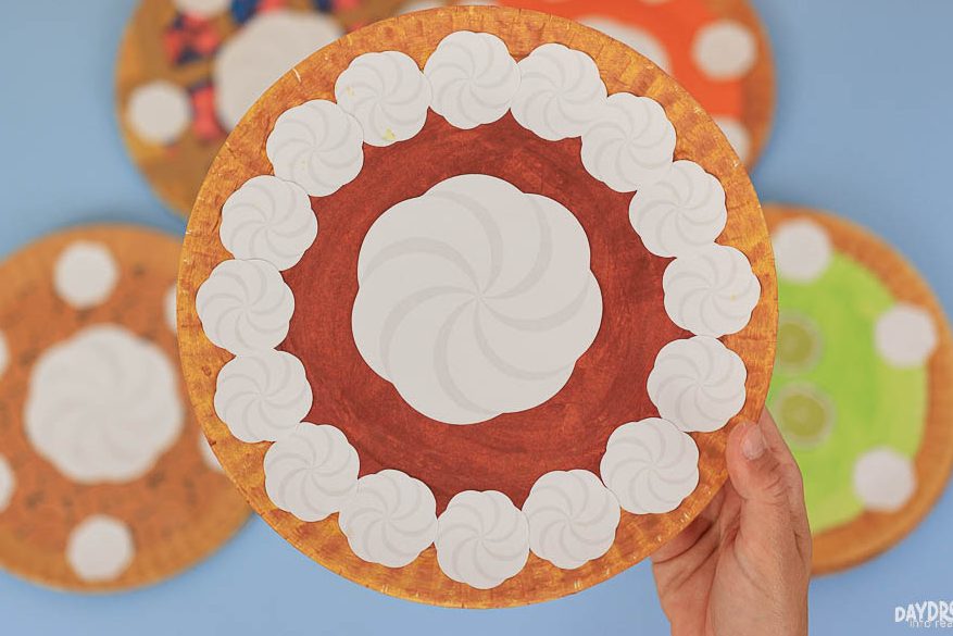 paper plate chocolate pie (or French silk pie) with whipped cream