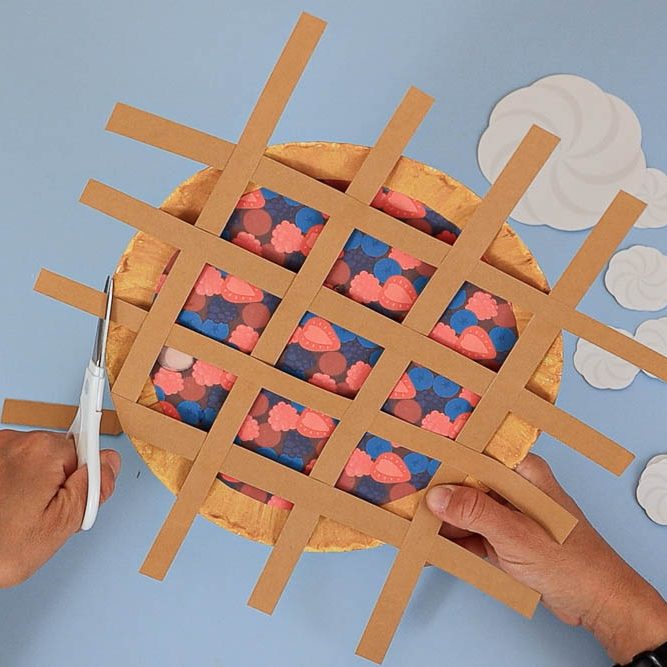 fitting lattice crust onto paper plate mixed berry pie craft