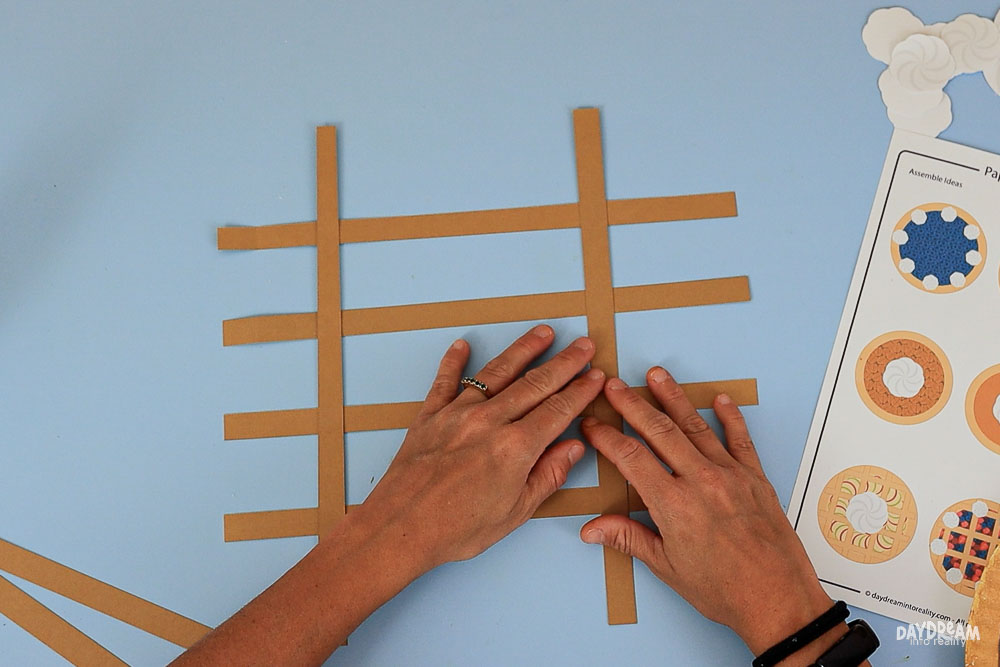gluing vertical strips on top of horizontal strips for pie lattice