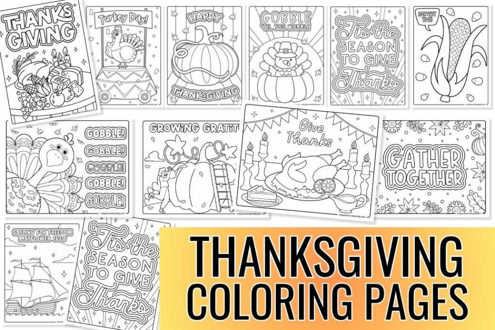 thanksgiving coloring pages for kids free printable pdf featuring turkeys pumpkins and gratitude quotes