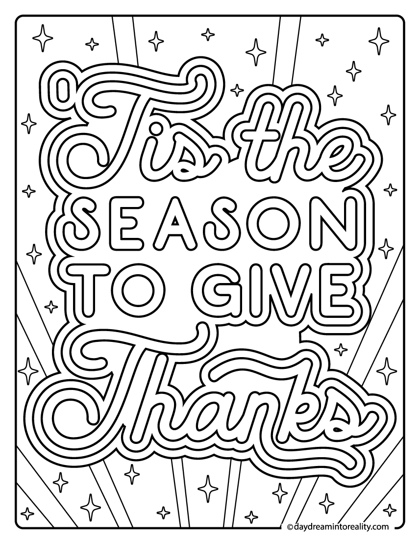 holiday season thanksgiving quote coloring page for all ages
