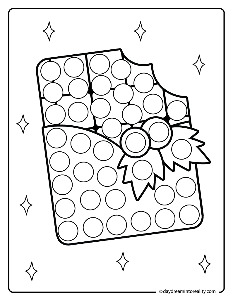 Holiday chocolate dot marker page for preschoolers and Christmas kids craft