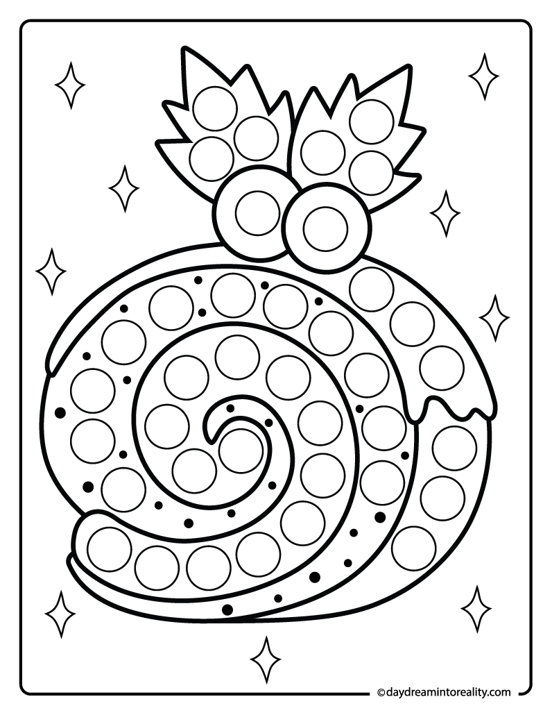 Swirl cake roll dot marker printable for kids, preschoolers, and toddlers