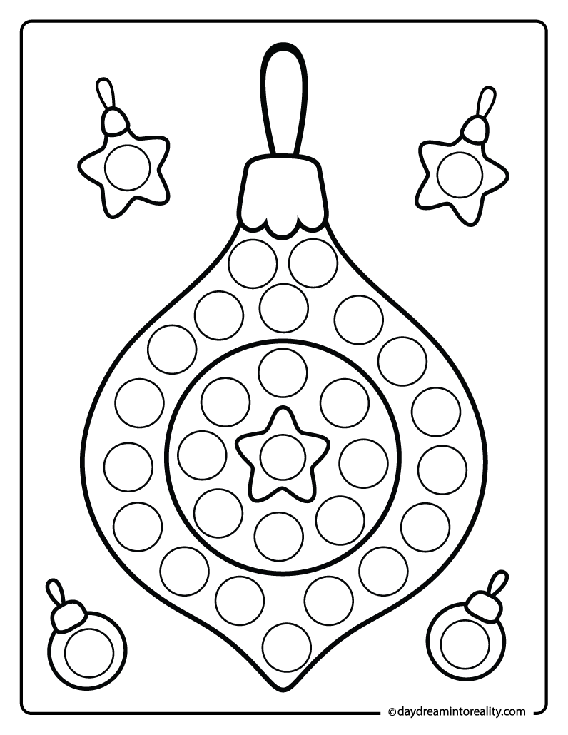 Ornament design dot marker page for kids and kindergarteners