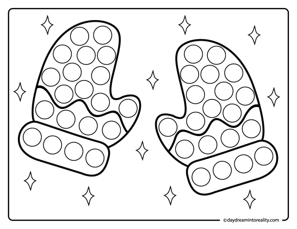 Mittens dot marker printable for kids, toddlers, and preschool winter fun