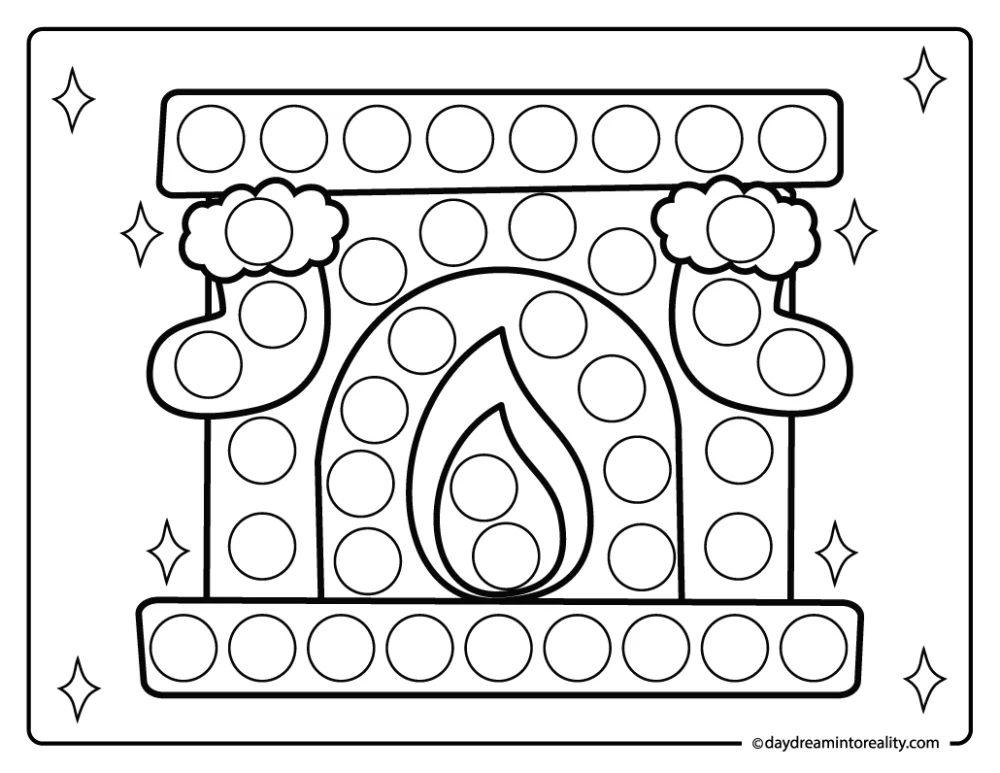 Fireplace dot marker printable for preschool winter activities