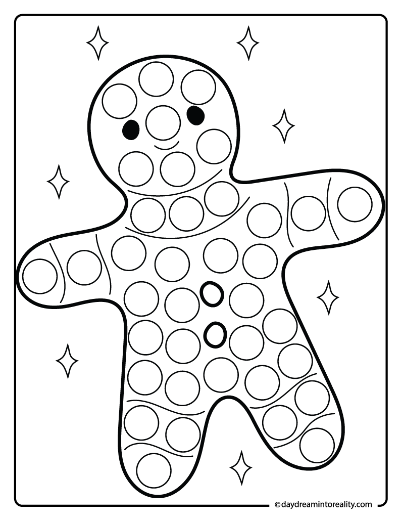 Gingerbread man dot marker printable for kids and preschoolers