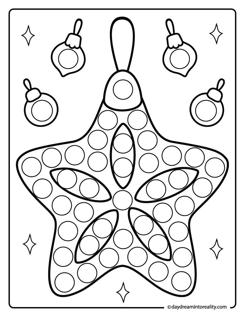 Star ornament dot marker printable for kids, toddlers, and preschool art