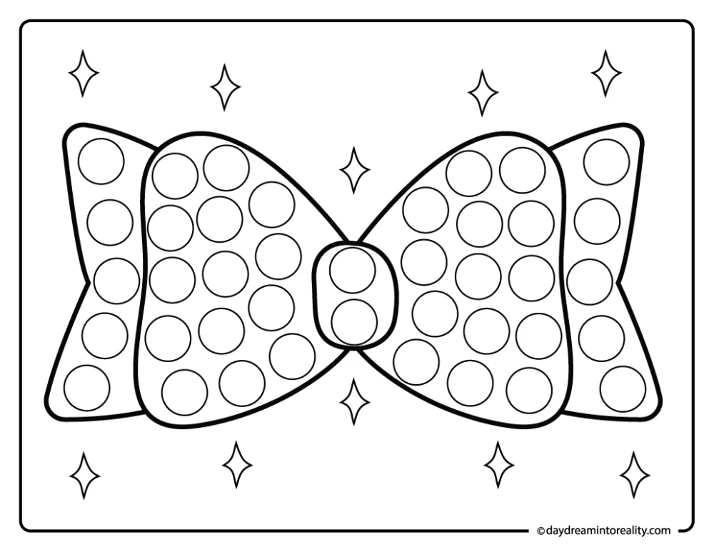 Holiday bow dot marker printable for preschool and kindergarten art