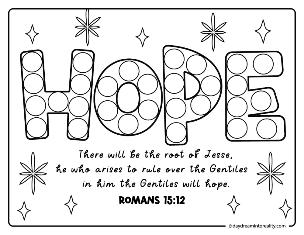 Hope bible verse for nativity dot marker printables set