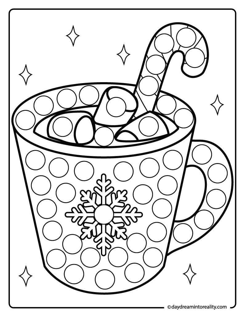 Hot cocoa dot marker activity for preschool and winter fun