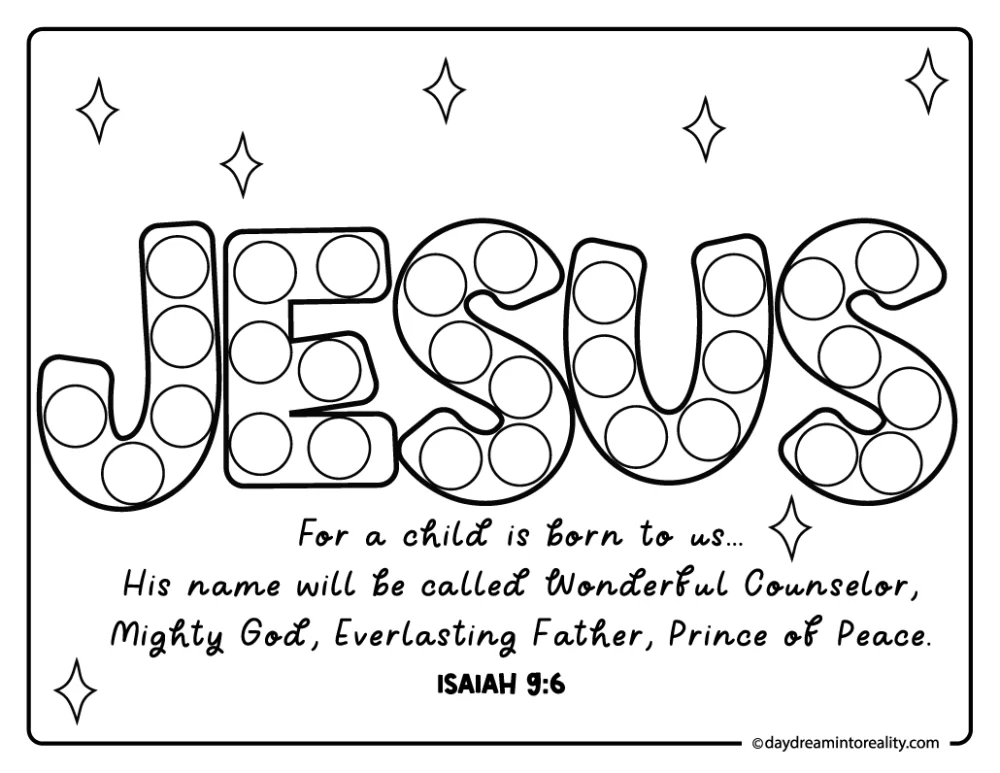 Jesus Bible verse dot marker page for toddlers and kindergarten kids