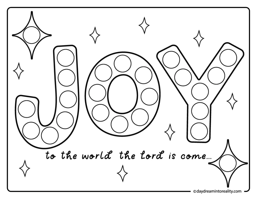 Joy to the world dot marker sheet for kids and preschool classrooms