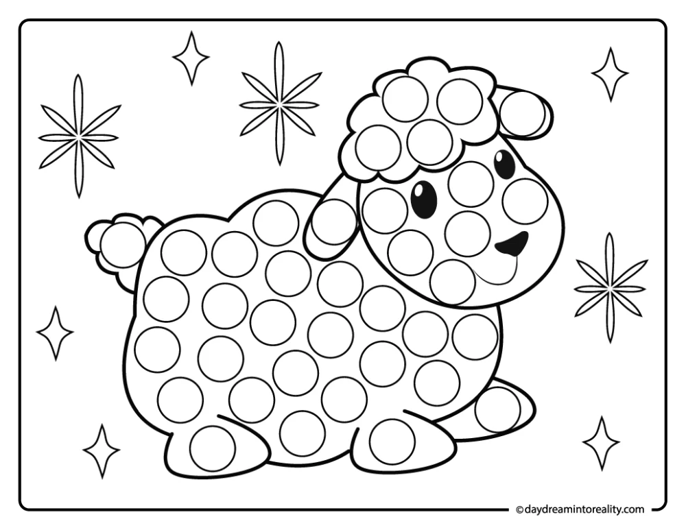 Cute lamb dot marker activity for preschool and Sunday school children
