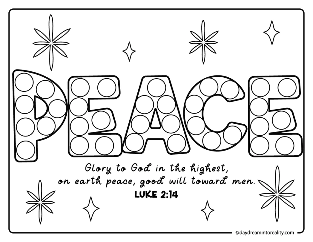 Peace bible verse for nativity dot marker printables set